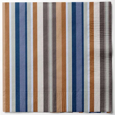 Servetter, 3-lags, Blå/Orange/Beige, Striped Wishes