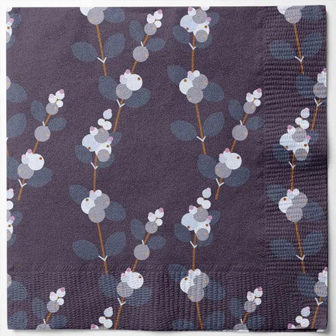 Servetter, 3-lags, Mörkblå, Blommor, Blue Wishes