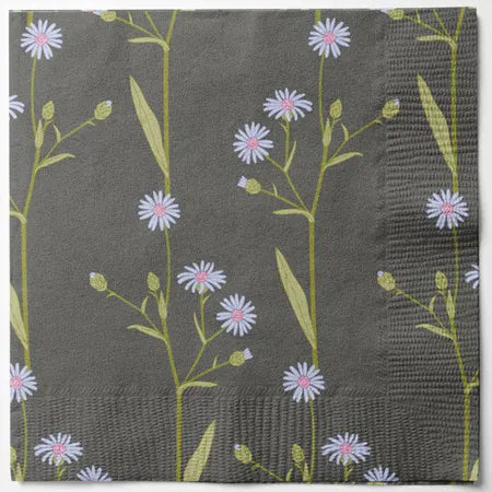 Napkins, 3-ply, Brown, Purple Flowers, Brown Wishes