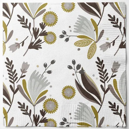 Servetter, 3-lags, Vit/Grön, White Wishes