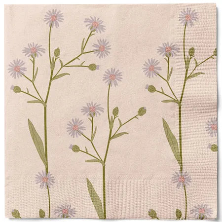 Servetter, 3-lags, Aprikos, Lila Blommor, Apricot Wishes