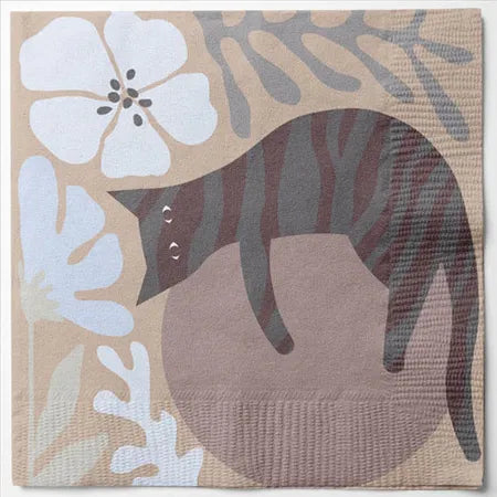 Servetter, 3-lags, Beige, Katt, Beige Wishes