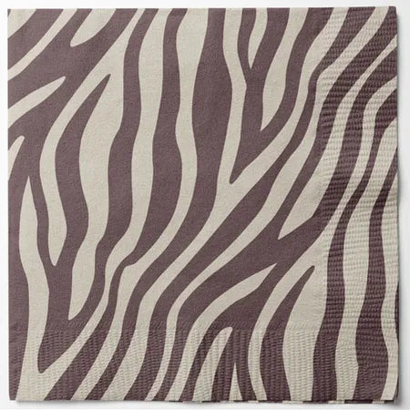 Servetter, 3-lags, Brun, Zebra Wishes