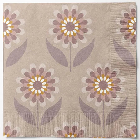 Servetter, 3-lags, Brun, Blommor, Brown Wishes