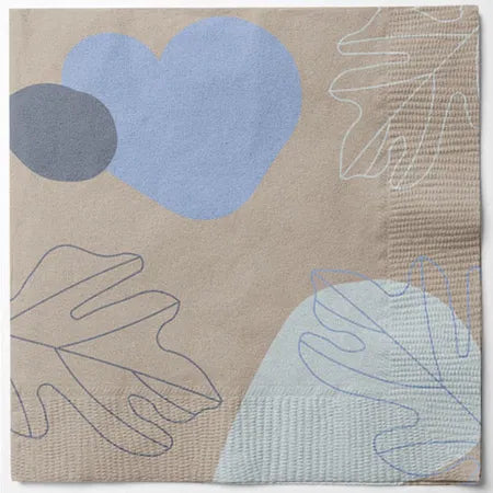 Servetter, 3-lags, Beige, Blå Hjärta, Beige Wishes