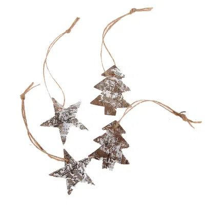 Stjärna och träd, H15,5cm, Natur, 2ass