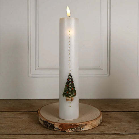 Kalenderljus 1-24, LED, H24,5cm, fjärrkontroll, Vit