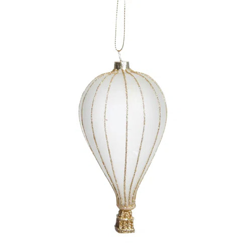 Luftballong för upphängning, H 13,5cm, Glas m. guldränder