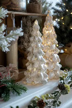 Julgran med LED, H 25,5 cm, Silver