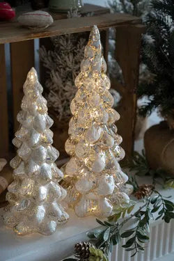 Julgran med LED, H 31,5 cm, Silver