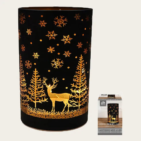 Lykta med LED, H 12cm, Svart