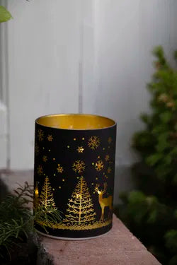 Lykta med LED, H 12cm, Svart