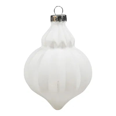 Julkula i glas, Vit droppformad prydnad, H8xDia.11cm