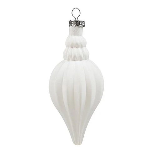 Julkula i glas, Vit droppprydnad, H15xDia.7cm