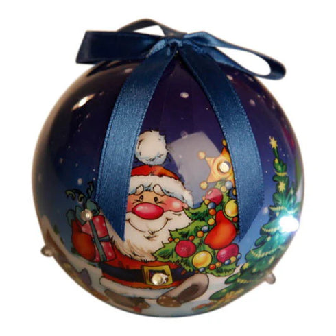 Julkula med LED, Glad Tomte, Dia8cm, Styrofoam