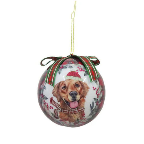 Julgranskula, Dia. 7,5cm, Styrofoam m. Golden Retriever