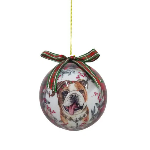 Julgranskula Dia7,5cm, Styrofoam m. Engelsk Bulldog