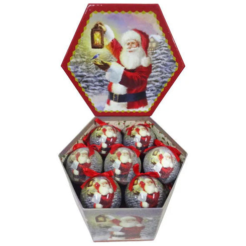 Julkulor, Röda m. tomte, Dia7,5cm, Styrofoam, 14/låda