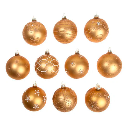 Julkula - Guldkulor med glitter, Dia8cm