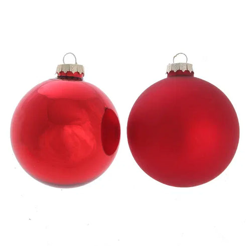 Röda julkgranskulor, Glas, Dia 8cm, 2 ass