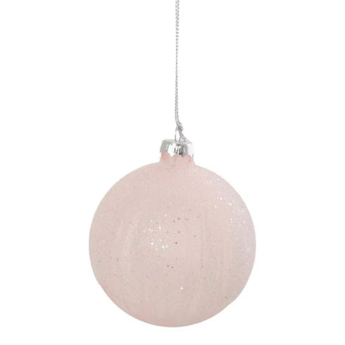 Julkula i glas, Rosa m. glitter, Dia8cm