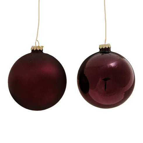 Bordeaux julgranskulor, Dia 8cm, 2ass