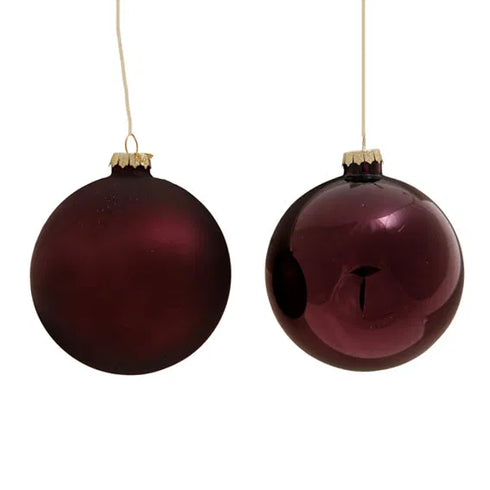 Bordeaux julgranskulor, Dia 10cm, 2ass