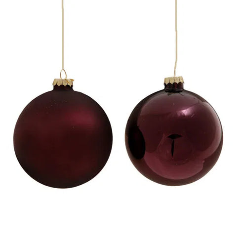 Bordeaux julgranskulor, Dia 15cm, 2ass