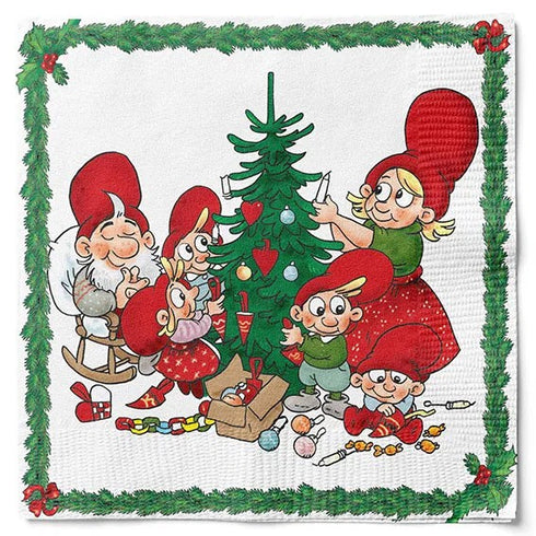 Servetter, 3-lags, Vit, Julgransfix, Julius