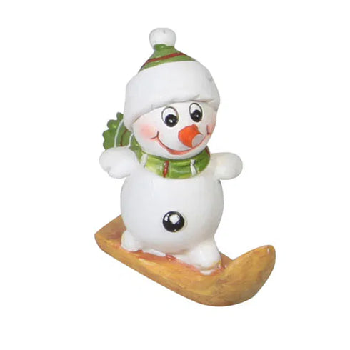 Snögubbe på skidor, Julius, H 4,8cm, Vit