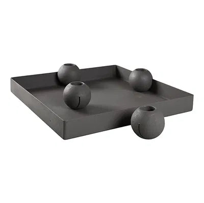 Adventsljusstake, H3cm, Metall, Grå