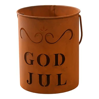 Lykta, God Jul, H28cm Metall, Rostfärgad