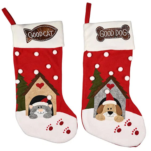 Julstrumpa med två olika motiv, H 50cm, Röd