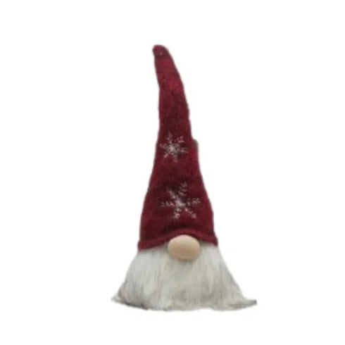 Tomte, röd luva med snöflinga, H 30cm,