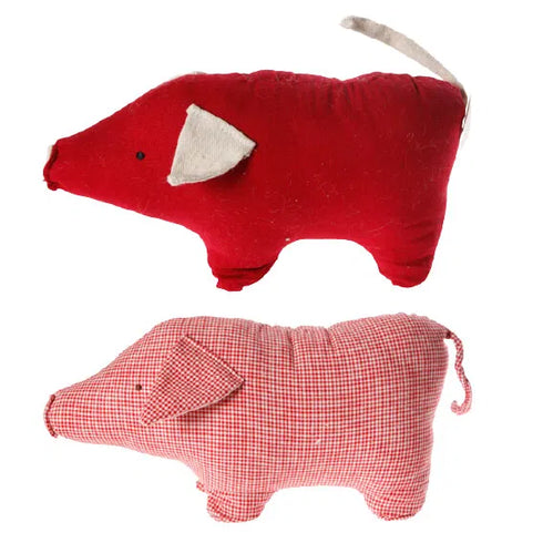 Pig H 8.5 cm, W 6.5 cm, D 16.5 cm, Red/Pink, 2 assorted