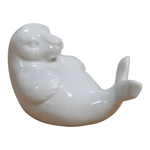 Säl, H8cm, Keramik, Vit