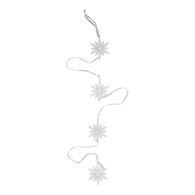 Girlang, med snöflingor, B120cm, Akryl, Vit