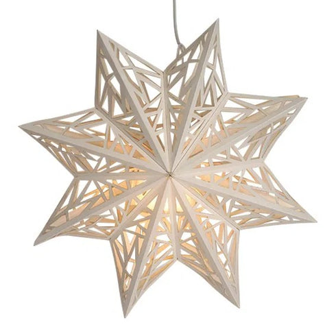 Pappersstjärna med mönster, 8-spetsar, Dia. 46cm, Vit