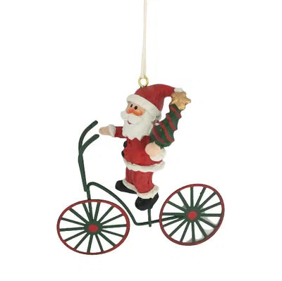 Tomten på cykel, H11,2cm, Metall, Röd/Vit