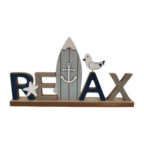 Sign "Relax", H16cm, Wood, Natural