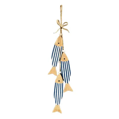 Hanging fish, H 42 cm, Wood, Blue