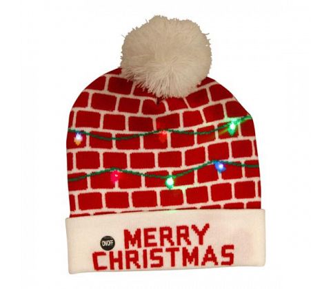 Mössa med blinkande julmotiv, LED ljus