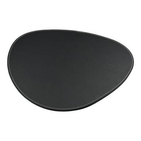 Bordstablett, Oval - 42x33cm Konstläder, Svart, Matt