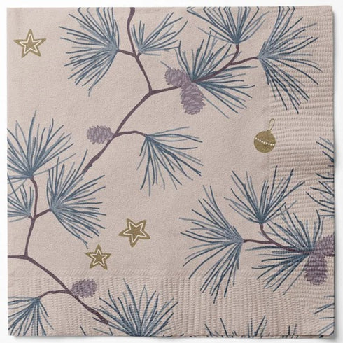 Napkins, 3-ply, Brown, Christmas Stars
