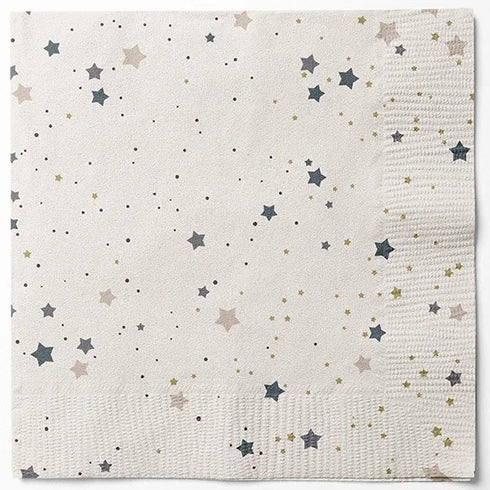 Napkins, 3-ply, Cream, Christmas Stars