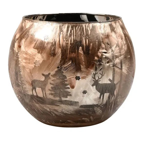 Ljuslykta, renar, H8,5cm, Glas, Brun