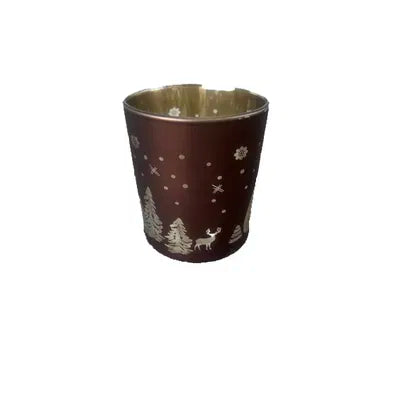 Ljuslykta, H10cm, Glas, Brun