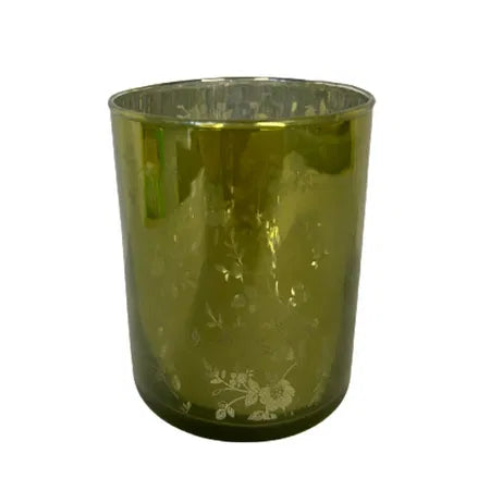 Ljusstake i glas, H 10cm, B 8cm, Grön