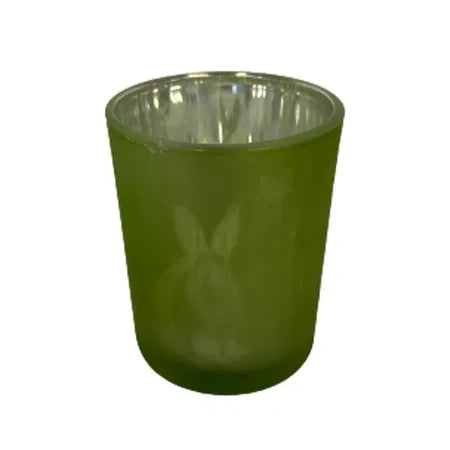 Ljusstake i glas, H 6,5cm, B 5,5cm, Grön