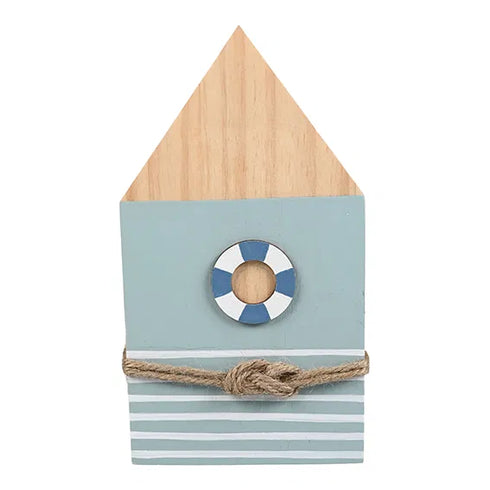 Beach house for decoration, H18cm, Wood, Blue